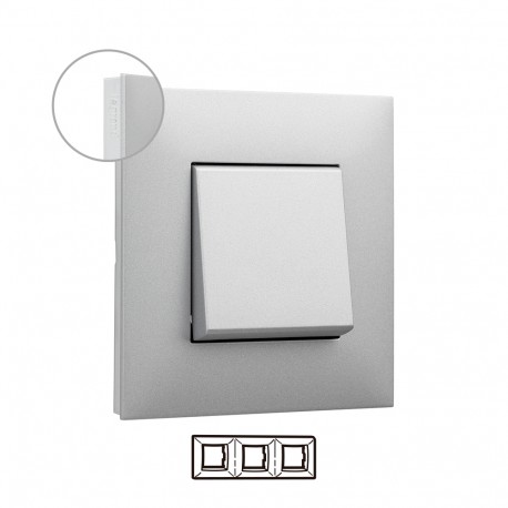 741043 LEGRAND VN-PLAQUE 3ELE ALUMINIUM/CHROME