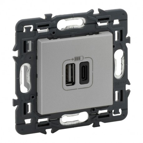 741332 LEGRAND VN-BASE 2XUSB TIPA+C 2,4A ALUM