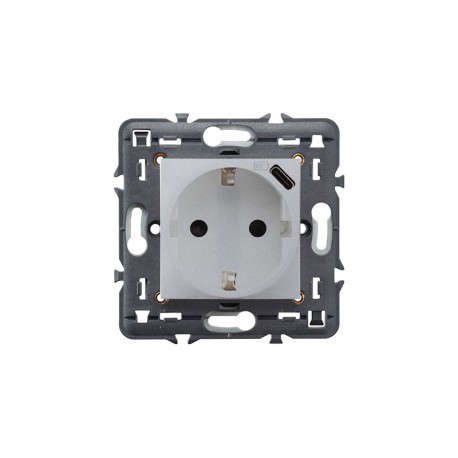 741334 LEGRAND VN-2P+T+USB TYPE-C ALUM