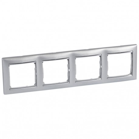 770354 LEGRAND VL-PLACA 4ELE HOR ALU/PLATA