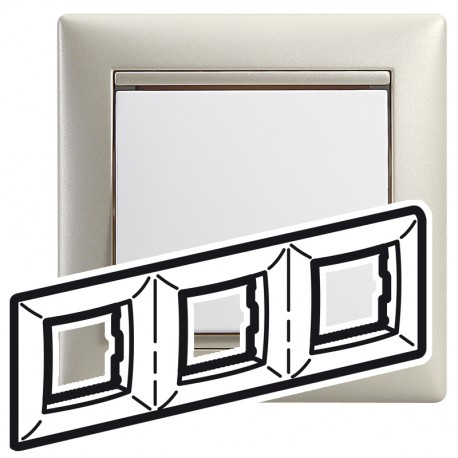 770473 LEGRAND VL-PIASTRA 3ELE HOR BIANCO/PERLA