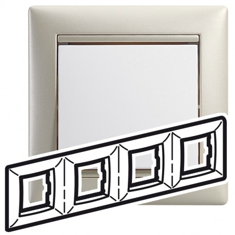 770474 LEGRAND VL-PLACA 4ELE HOR BRANCO/PÉROLA