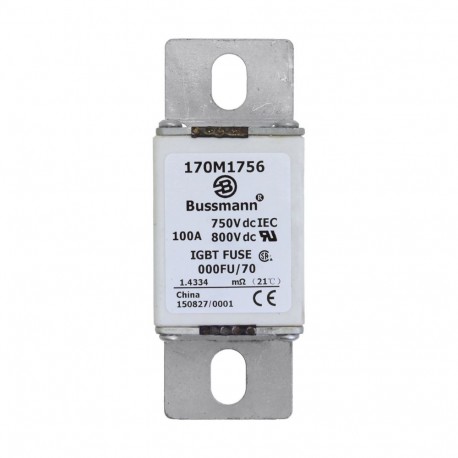FUSE 100A 750V DC 000FU/70 AR CU 170M1756 EATON ELECTRIC SICHERUNG 100A 750V DC 000FU/70 AR CU
