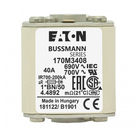 FUSE 40A 690V 1*BN/50 AR UC 170M3408 EATON ELECTRIC SICHERUNG 40A 690V 1*BN/50 AR UC