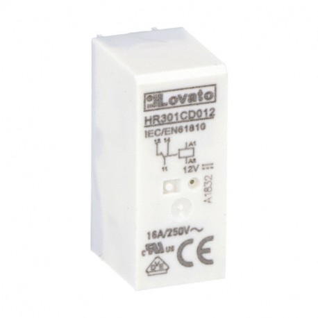HR301CD012 LOVATO Relé miniatura 1 Conmutado 16A, 12VDC