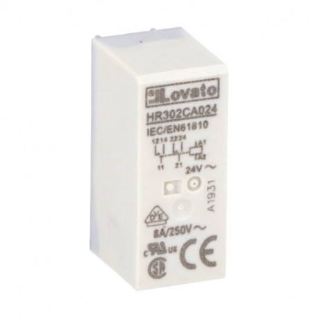 HR302CA024 LOVATO Миниатюрное реле 2 переключается 10А, 24В