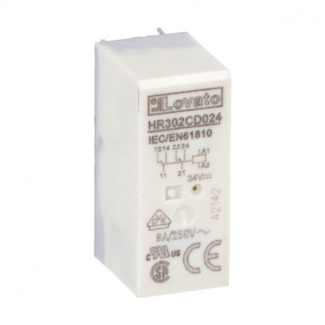 HR302CD024 LOVATO Relais miniature 2 Commuté 10A, 24VDC