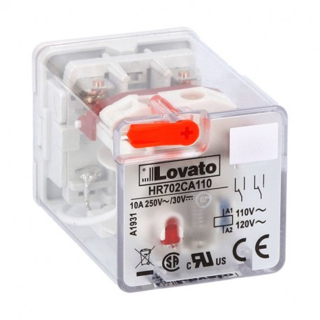 HR702CA110 LOVATO Relé Industrial 8 PINS 2 Conmutado 10A 110VAC+LED