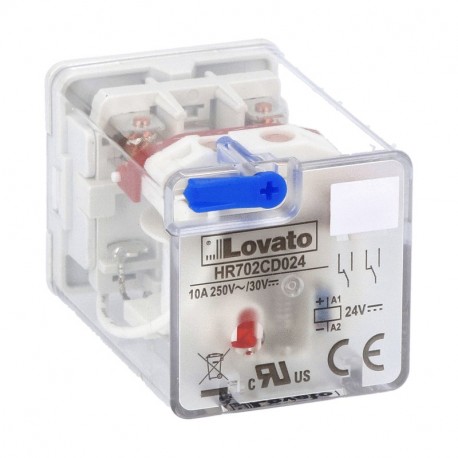 HR702CD024 LOVATO Relais Industriel 8-PIN 2 Commuté 10A 24VDC+LED