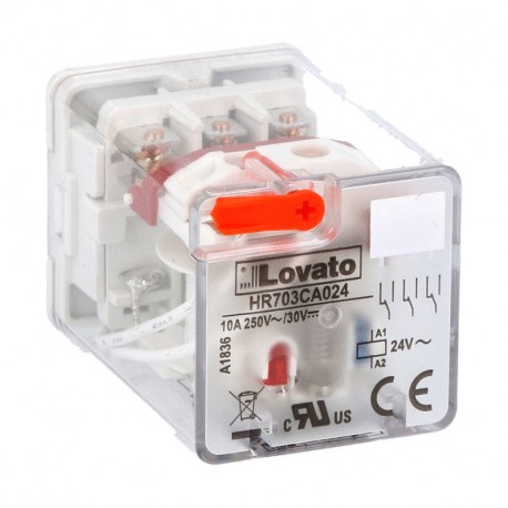 HR703CA024 LOVATO Relé Industrial 11 PINS 3 Conmutado 10A 24VAC+LED