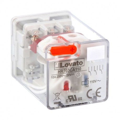 HR703CA110 LOVATO Relay Industrial-11-PIN-3-Switch 10A 110VAC+LED