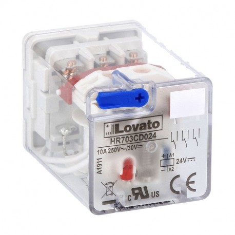 HR703CD024 LOVATO Relay Industrial-11-PIN-3-Switch 10A 24VDC+LED