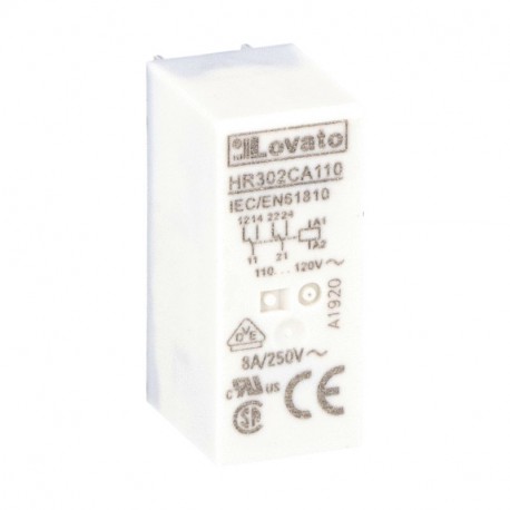 HR302CA110 LOVATO Relé miniatura 2 Conmutado 10A, 110VAC