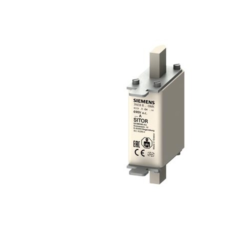 3NE8821-0MK SIEMENS SITOR fuse link, with blade contacts, NH000, In: 100 A, aR, Un AC: 690 V, Un DC: 440 V, ..