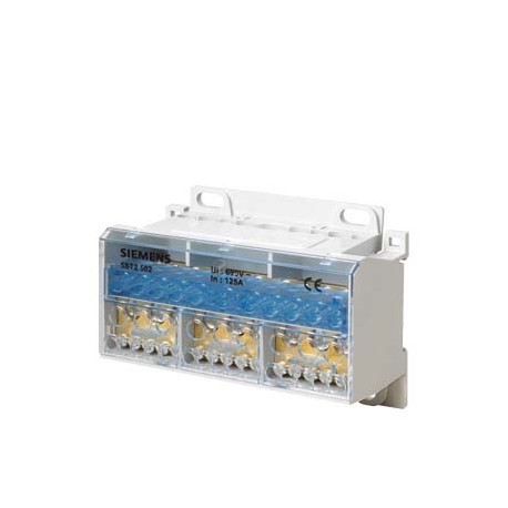 5ST2502 SIEMENS Blocco distributore a 4 poli, 125A, 690V ingresso: 1x 25/35mm2 uscita: 4x 16+7x 10 mm2 per m..