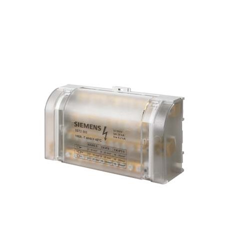 5ST2503 SIEMENS Blocco distributore a 4 poli, 160A, 500V ingresso: 1x 10-35mm2 uscita: 3x 6-25+8x 2,5-16mm2 ..