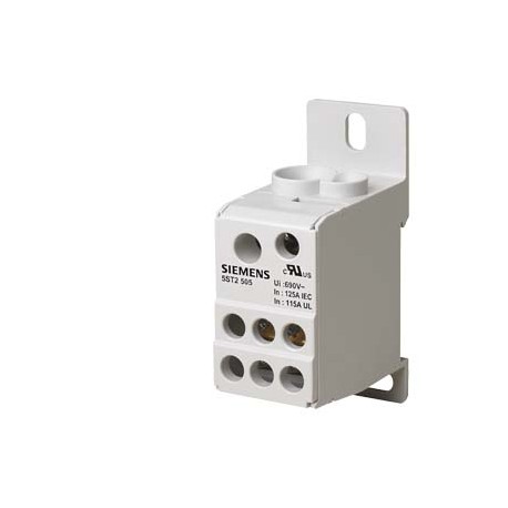5ST2505 SIEMENS Blocco distributore a 1 polo, 125A, 690V ingresso: 1x 10-35+1x 6-16mm2 uscita: 6x 2,5-16mm2 ..