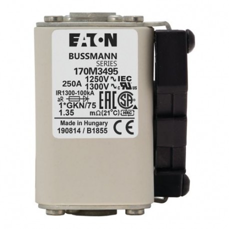 FUSE 250A 1250V 1*GKN/75 AR CU 170M3495 EATON ELECTRIC ПРЕДОХРАНИТЕЛЬ 250A 1250V 1 * GKN / 75 AR CU