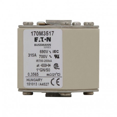 FUSE 315A 690V 1*GN/50 AR UC 170M3517 EATON ELECTRIC ПРЕДОХРАНИТЕЛЬ 315А 690 В 1 * GN / 50 AR UC