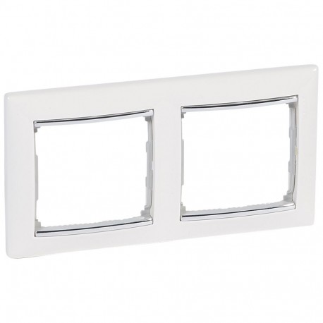 770492 LEGRAND VL-PLATE 2ELE HOR WHITE/SILVER