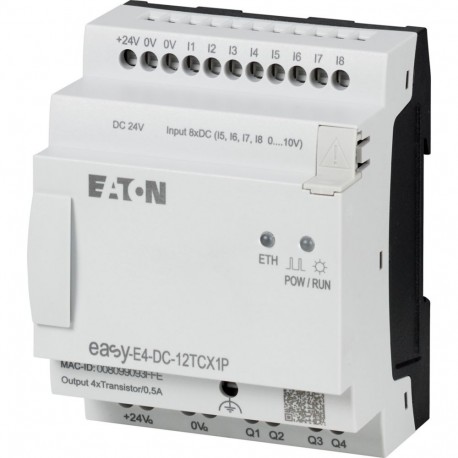 EASY-E4-DC-12TCX1P 197507 Y7-197507 EATON ELECTRIC Nano Easy E4 Controller Dispositivo Base 24 V DC 8 ED 4 S..