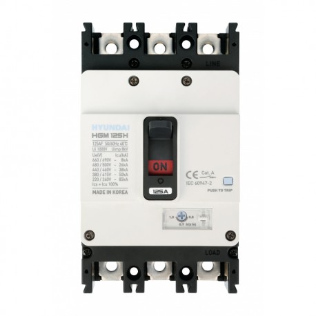 HGM100-H3P063F HYUNDAI INT. AUT. HGM100 3P, 26KA 380/415V, 50-63A, LTD 0.8-1XIN, INST 10XIN