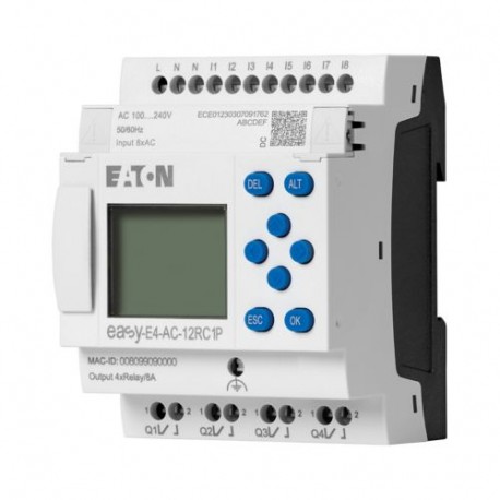 EASY-E4-AC-12RC1P 197508 Y7-197508 EATON ELECTRIC Nano Easy E4 Controller Dispositivo Base 110 230 V AC 8 ED..
