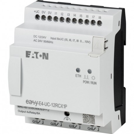 EASY-E4-UC-12RCX1P 197505 Y7-197505 EATON ELECTRIC Dispositivo base do controlador Nano Easy E4 12/24 V DC 2..