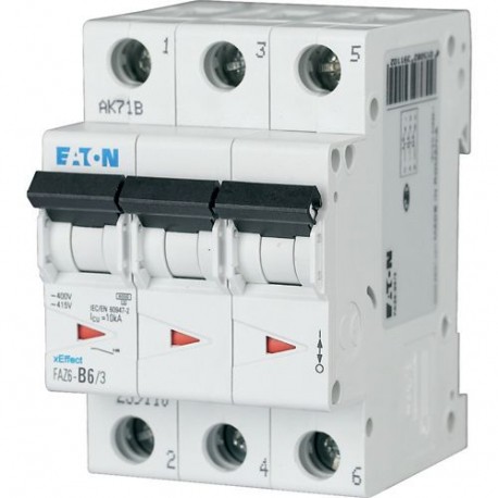 FAZ6-D1,6/3 177435 Y7-177435 EATON ELECTRIC Magentothermal FAZ6, 3 P, 1.6 A, curva D, 6/10kA