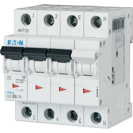 FAZ6-D3/3N 177475 Y7-177475 EATON ELECTRIC Magentothermal FAZ6, 3P+N, 3 A, D curva, 6/10kA