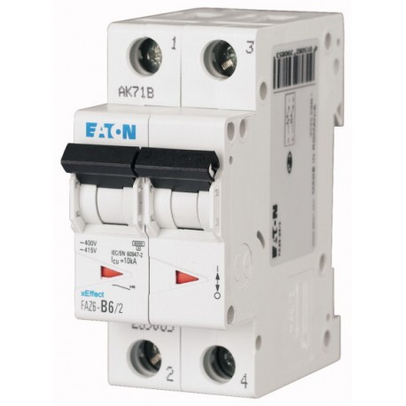 FAZ6-D1,6/2 177566 EATON ELECTRIC Защитный выключатель LS 1,6A 2p D-Char 6 кА