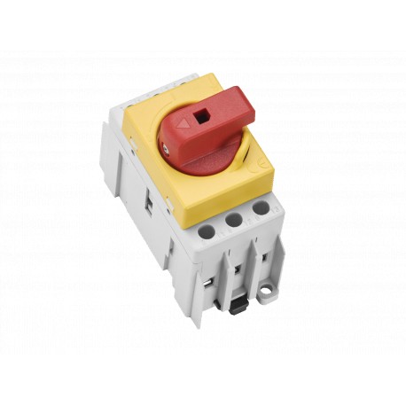 33850 WÖHNER Capus Panel SD, Interruptor-secionador 40A, 3p, borne-brida 16-25mm2, maneta roja/amarilla