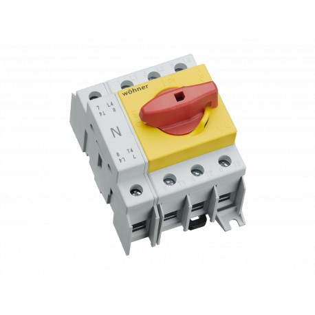 33889 WÖHNER Capus SD Panel, 80A Switch-Seationer, 3p+N, 16-50mm2 Flanschklemme, rot/gelb erlösend, SD2