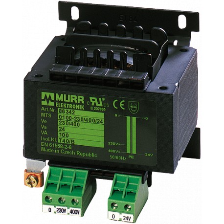 86342 MURRELEKTRONIK MTS Einphasen Sicherheitstransformator P: 100VA IN: 230/400VAC OUT: 24VAC