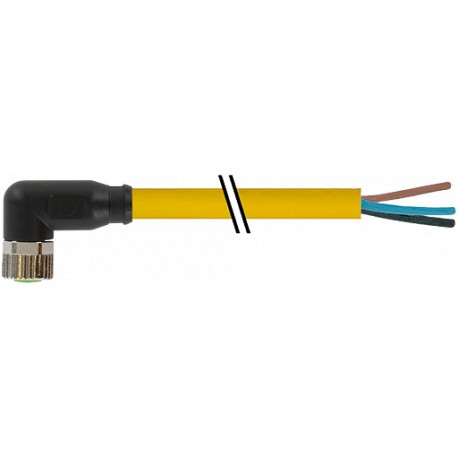 7000-08081-0200500 MURRELEKTRONIK M8 hembra 90° con cable PUR 3x0.25 amarillo, 5m