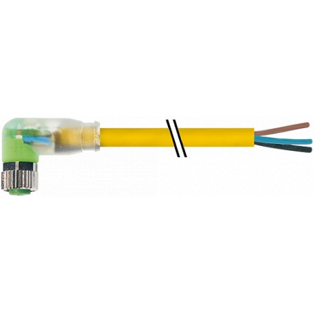 7000-08121-0300100 MURRELEKTRONIK М8 женский 90° с кабелем Сид PUR 3x0.25 желтый UL/CSA + кабельная цепь 1m