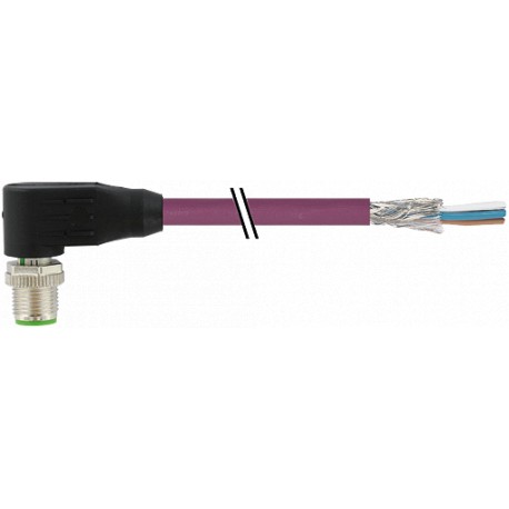 7000-14251-7990750 MURRELEKTRONIK M12 macho 90° B-cod. com cabo Interbus PUR 3x2x0.25 blindado violeta 7.5m