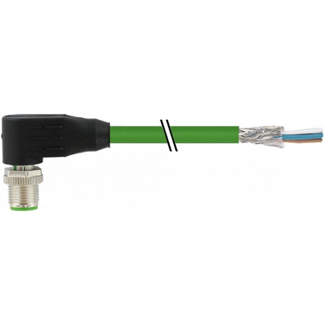 7000-14561-7960200 MURRELEKTRONIK M12 macho 90° com cabo D-cod. Ethernet PUR 2x2xAWG22 blindado verde UL,CSA..