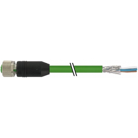7000-14641-7940500 MURRELEKTRONIK M12 hembra 0° D-cod. con cable EN PUR 2x2xAWG22 apantallado verde UL/CSA 5m