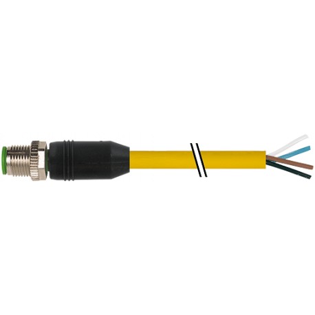 7700-12021-1500200 MURRELEKTRONIK M12 macho 0° con cable TPE 4xAWG18/41 amarillo UL,CSA + cadena portacables..
