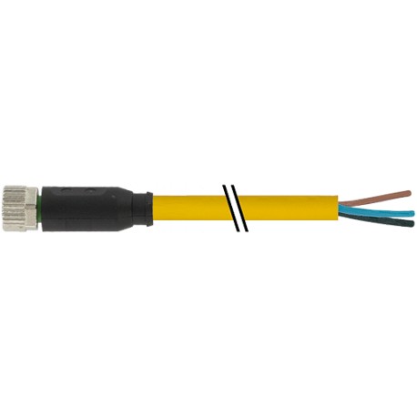 7999-08041-0530500 MURRELEKTRONIK М8 женский 0° с кабель PUR 3x0.34 желтый UL/CSA + робот + кабельная цепь 5m