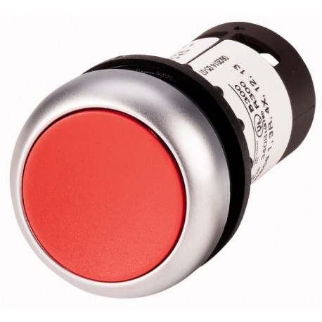C22-DR-R-K01 132490 EATON ELECTRIC Pushbutton, Flat, maintained, 1 NC, Screw connection, red, Blank, Bezel: ..