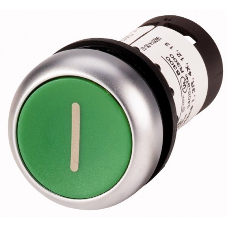 C22-DR-G-X1-K11 132470 EATON ELECTRIC Pushbutton, Flat, maintained, 1 NC, 1 N/O, Screw connection, green, in..