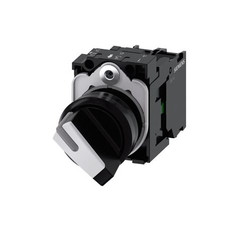 3SU1103-2BF64-1BA0 SIEMENS Knebelschalter, beleuchtbar, 22 mm, rund, Kunststoff, weiß, Knebel, kurz, 2 Schal..