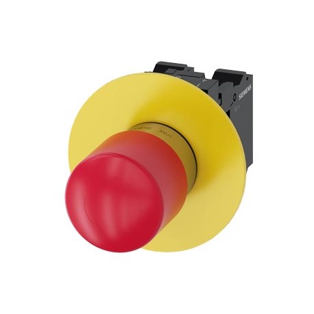 3SU1150-1GB20-3PW0 SIEMENS NOT-HALT-Pilzdrucktaster, 22 mm, rund, Metall, hochglanz, rot, 30 mm, zwangsläufi..
