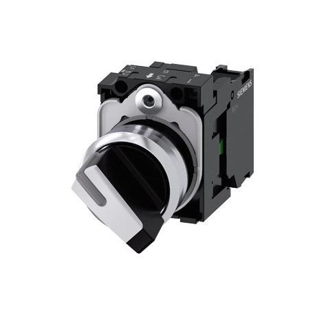 3SU1150-2BC60-1BA0 SIEMENS Knebelschalter, 22 mm, rund, Metall, hochglanz, weiß, Knebel, kurz, 2 Schaltstell..