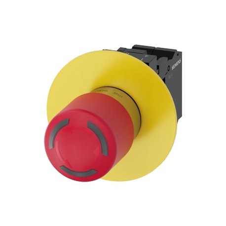 3SU1152-1GB20-3CW0 SIEMENS NOT-HALT-Pilzdrucktaster, beleuchtbar, 22 mm, rund, Metall, hochglanz, rot, 30 mm..