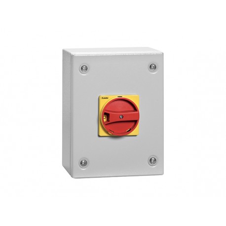 GAZM080 LOVATO 3P SWITCH 80A-MET ENCL-R/Y GRIFF