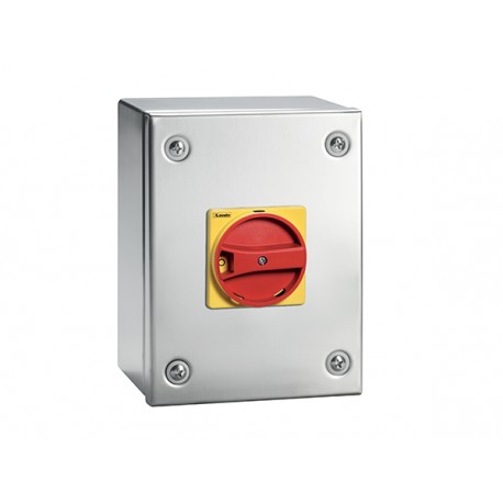 GAZS063 LOVATO 3P SWITCH 63A-ST/ST ENCL-R/Y HANDLE