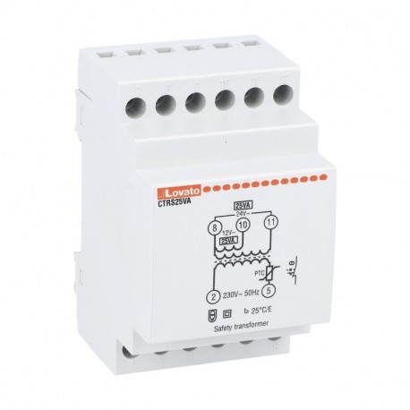CTRS25VA LOVATO Modular safety transformer 25 VA Aliment voltage. AC 230V, AC Output Voltage 12 24V